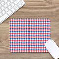 Red Blue And White Houndstooth Print Mouse Pad