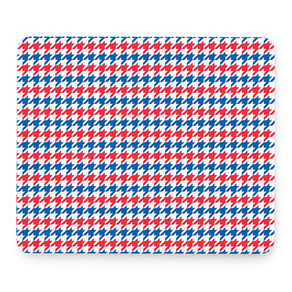 Red Blue And White Houndstooth Print Mouse Pad