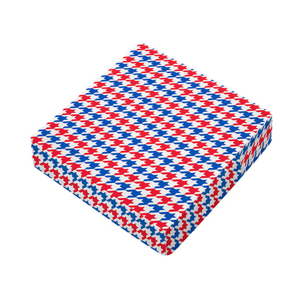 Red Blue And White Houndstooth Print Outdoor Seat Cushion Cover