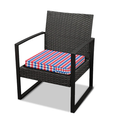 Red Blue And White Houndstooth Print Outdoor Seat Cushion Cover