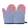 Red Blue And White Houndstooth Print Oven Mitts