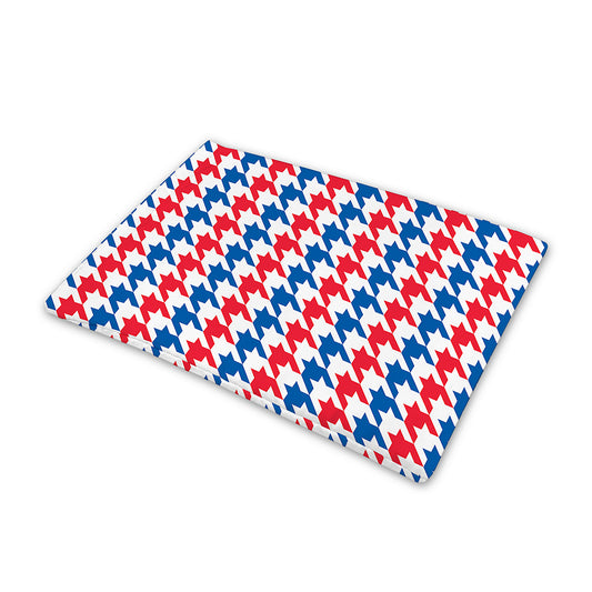 Red Blue And White Houndstooth Print Pet Cooling Mat Cover