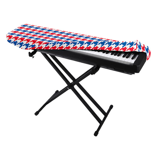 Red Blue And White Houndstooth Print Piano Keyboard Cover