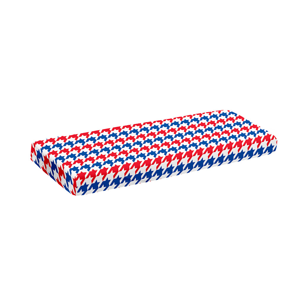 Red Blue And White Houndstooth Print Piano Keyboard Cover