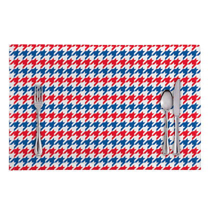 Red Blue And White Houndstooth Print Placemat