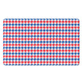 Red Blue And White Houndstooth Print Polyester Doormat