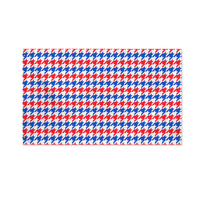 Red Blue And White Houndstooth Print Polyester Flag