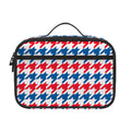 Red Blue And White Houndstooth Print Portable Lunch Bag