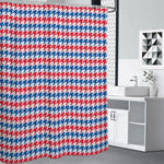 Red Blue And White Houndstooth Print Premium Shower Curtain