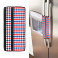 Red Blue And White Houndstooth Print Refrigerator Handle Covers