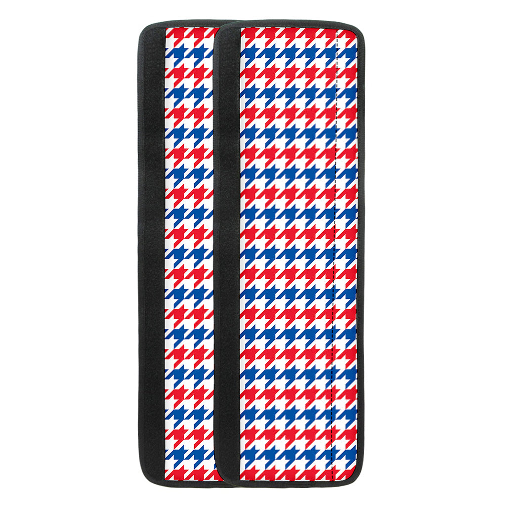 Red Blue And White Houndstooth Print Refrigerator Handle Covers