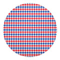 Red Blue And White Houndstooth Print Round Blanket