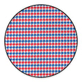 Red Blue And White Houndstooth Print Round Floor Mat