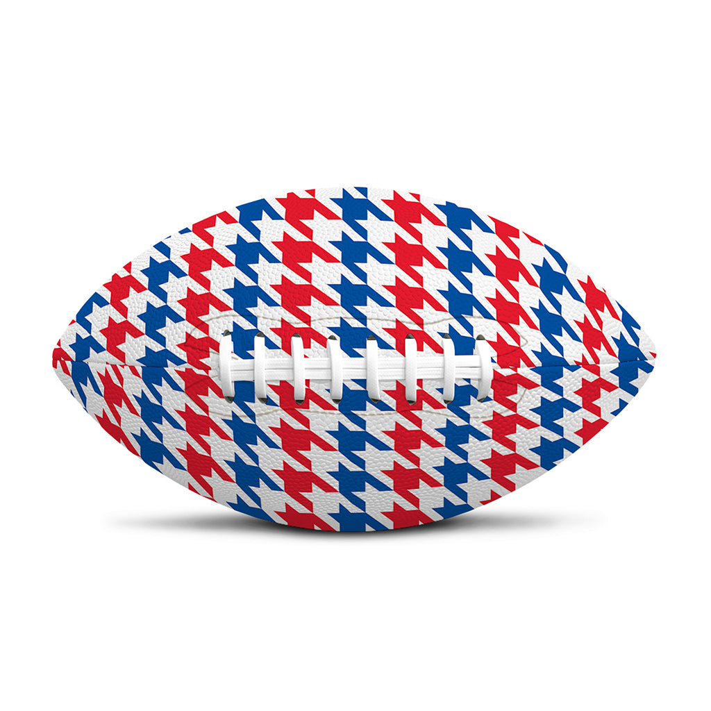 Red Blue And White Houndstooth Print Rugby Ball