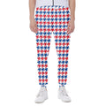 Red Blue And White Houndstooth Print Joggers