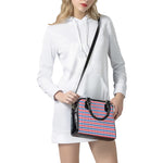 Red Blue And White Houndstooth Print Shoulder Handbag