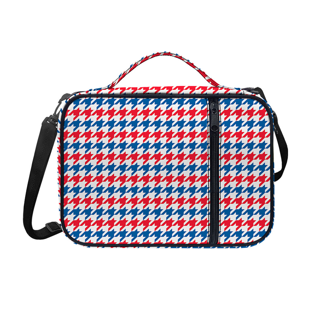 Red Blue And White Houndstooth Print Shoulder Strap Bible Bag