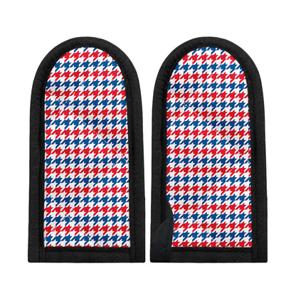 Red Blue And White Houndstooth Print Skillet Handle Cover