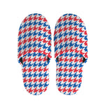 Red Blue And White Houndstooth Print Slippers