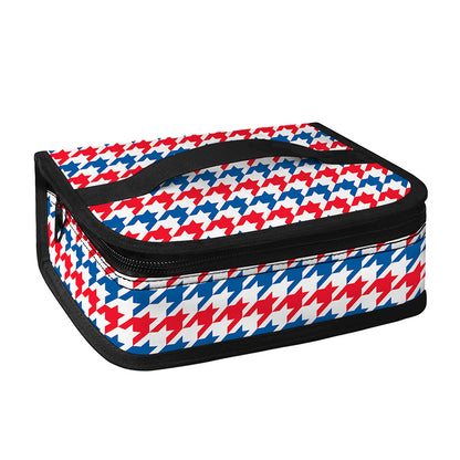 Red Blue And White Houndstooth Print Small Lunch Bag