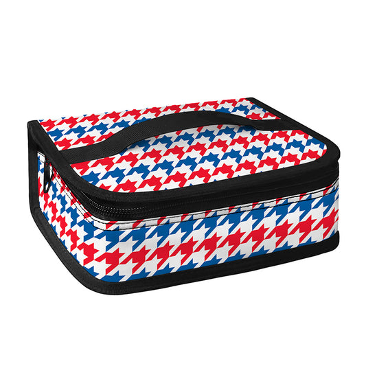 Red Blue And White Houndstooth Print Small Lunch Bag