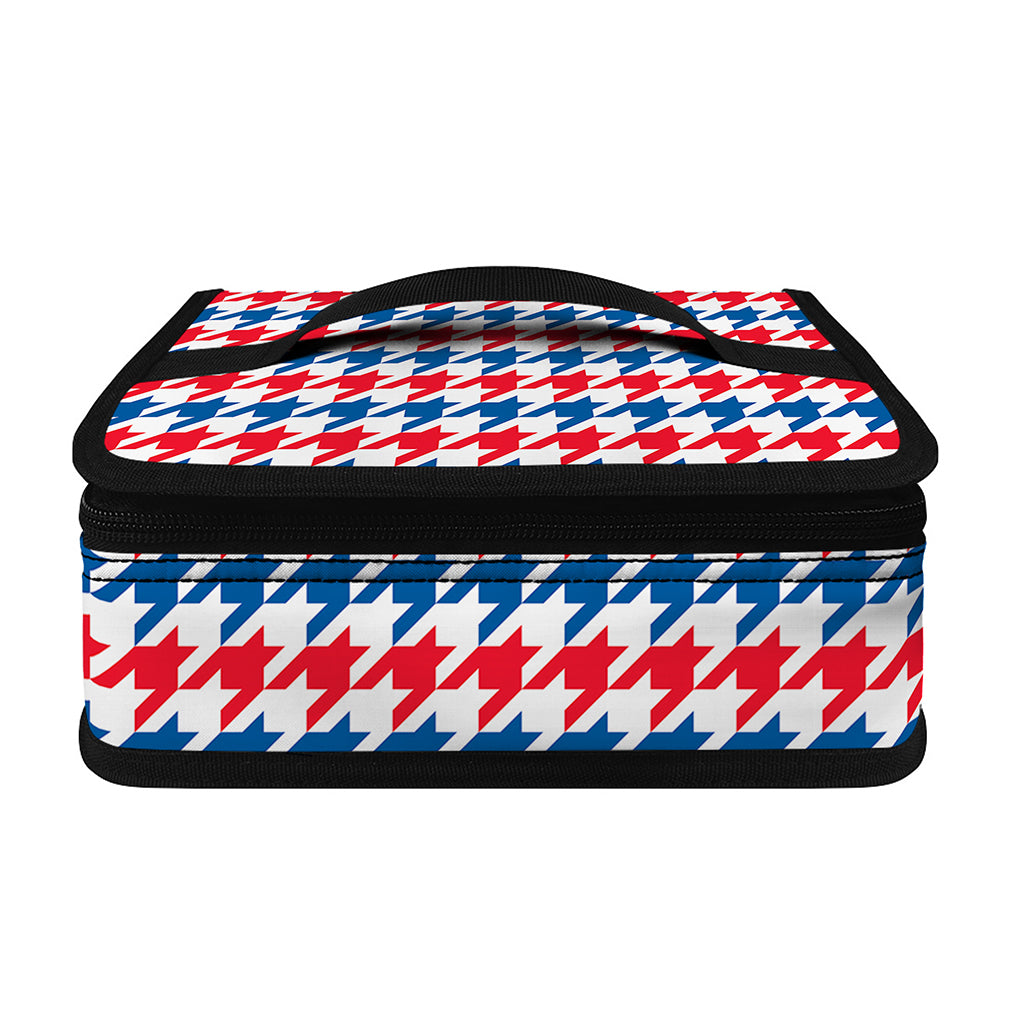 Red Blue And White Houndstooth Print Small Lunch Bag