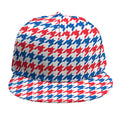 Red Blue And White Houndstooth Print Snapback Cap