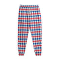 Red Blue And White Houndstooth Print Sweatpants