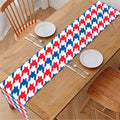 Red Blue And White Houndstooth Print Table Runner