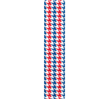 Red Blue And White Houndstooth Print Table Runner
