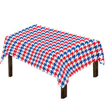 Red Blue And White Houndstooth Print Tablecloth