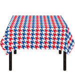 Red Blue And White Houndstooth Print Tablecloth