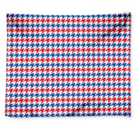 Red Blue And White Houndstooth Print Tapestry