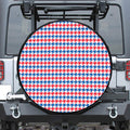 Red Blue And White Houndstooth Print Tire Cover