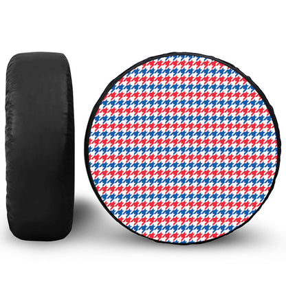 Red Blue And White Houndstooth Print Tire Cover