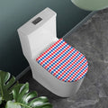 Red Blue And White Houndstooth Print Toilet Lid Cover