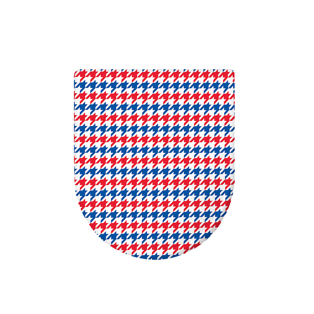 Red Blue And White Houndstooth Print Toilet Lid Cover