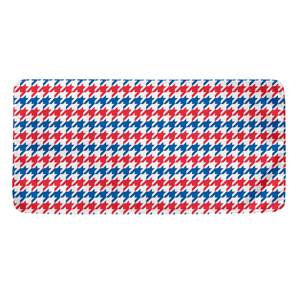 Red Blue And White Houndstooth Print Towel