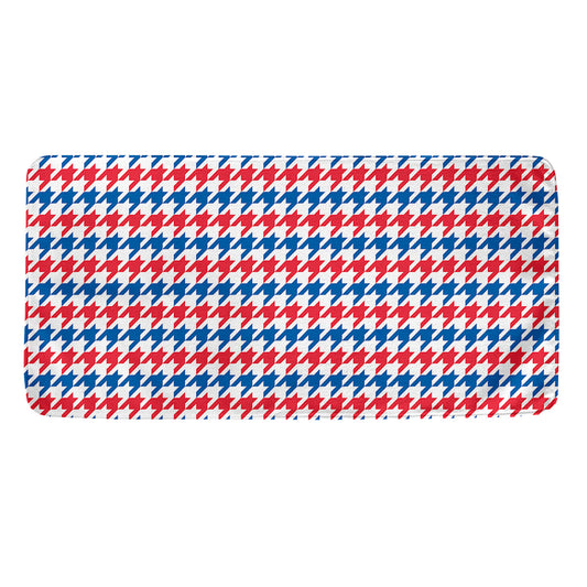 Red Blue And White Houndstooth Print Towel