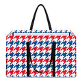 Red Blue And White Houndstooth Print Utility Tote Bag