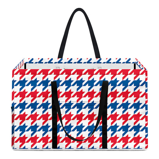 Red Blue And White Houndstooth Print Utility Tote Bag