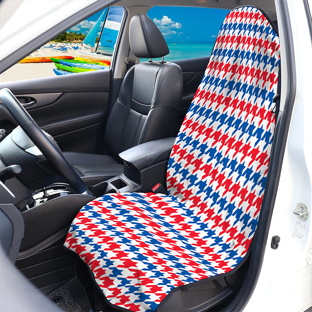 Red Blue And White Houndstooth Print Waterproof Car Seat Cover