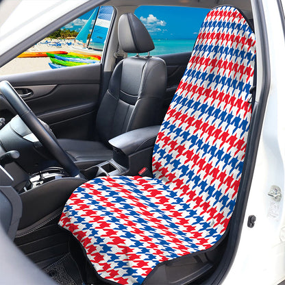 Red Blue And White Houndstooth Print Waterproof Car Seat Cover