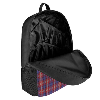 Red Blue And White Tartan Pattern Print 17 Inch Backpack