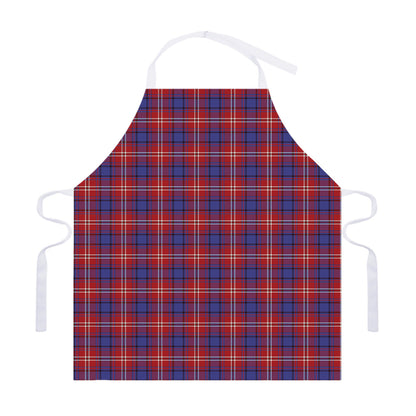 Red Blue And White Tartan Pattern Print Adjustable Apron