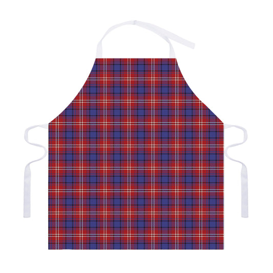Red Blue And White Tartan Pattern Print Adjustable Apron