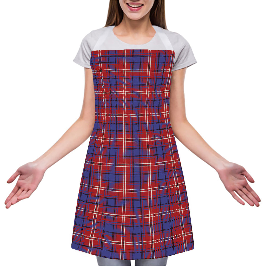 Red Blue And White Tartan Pattern Print Adjustable Apron