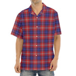 Red Blue And White Tartan Pattern Print Aloha Shirt