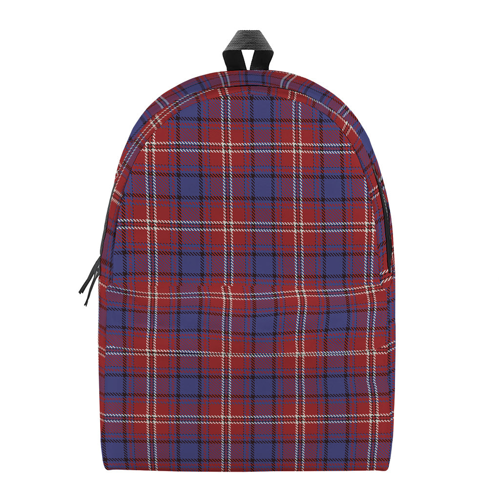 Red Blue And White Tartan Pattern Print Backpack