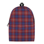 Red Blue And White Tartan Pattern Print Backpack